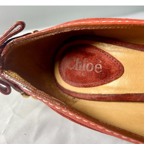 Chloe Rustic Sienna Red Suede Pump Heels Women’s size 6.5 - Picture 5 of 6